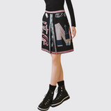 "Lettres Equestres" Box Pleat Skirt