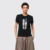 Printed Straight T-Shirt in Noir