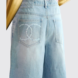 Chanel Printemps 25S CC Sequins Washed Denim Jeans