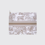 Dioriviera Zipped Pouch in Beige et Blanc